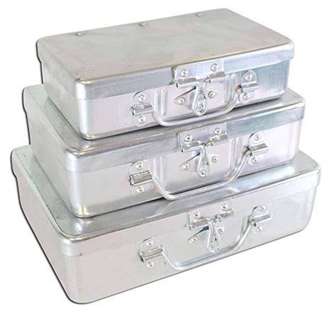 6x 4 metal box with hinged lids|metal containers with locking lids.